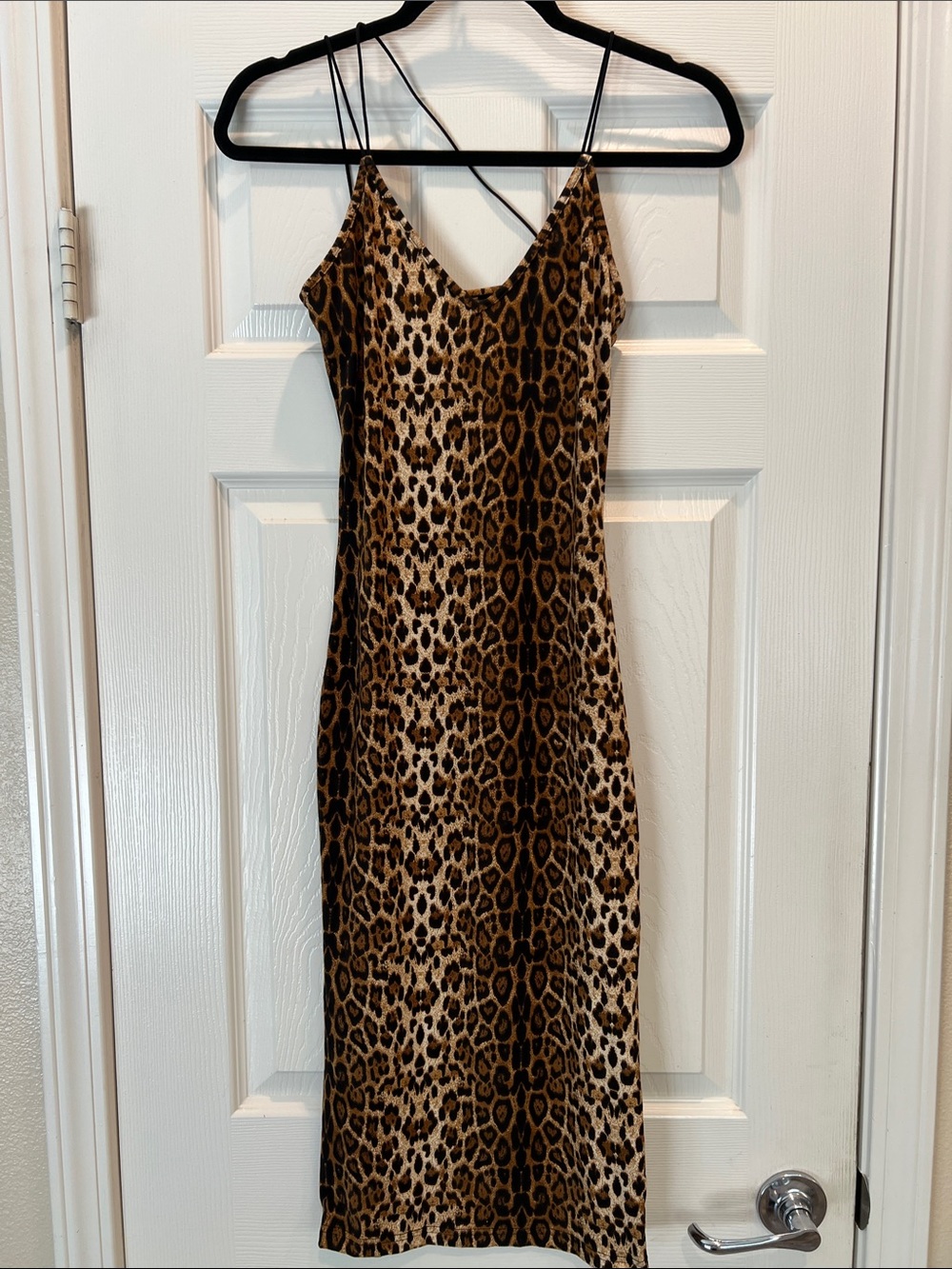 love J Leopard-Print Midi Slip Dress in Brown and Tan